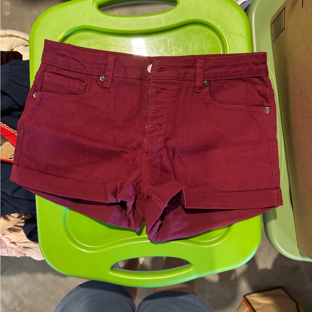 Forever 21 Burgundy Jean Shorts